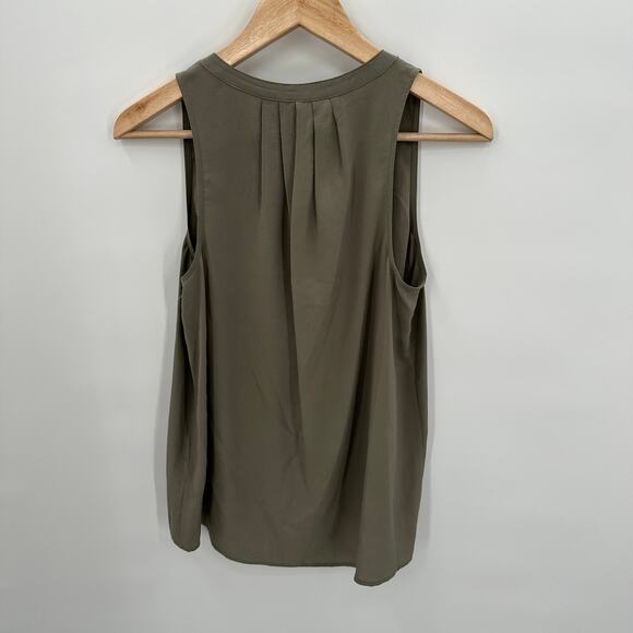 JOIE Olive Split Neck 100% Silk Sleeveless Top Blouse // S - Picture 7 of 7